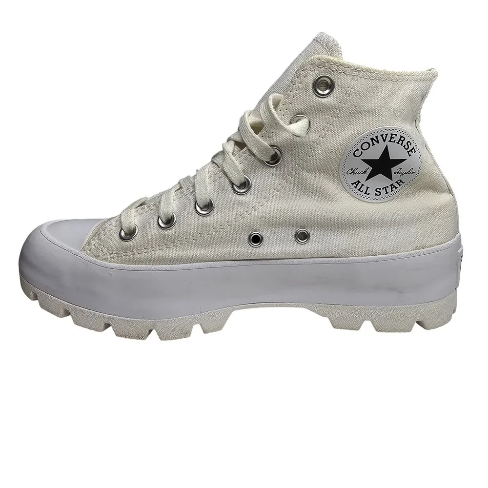 Converse Chuck Taylor Womens 8 White All Star Lugged High Top Sneakers Platform